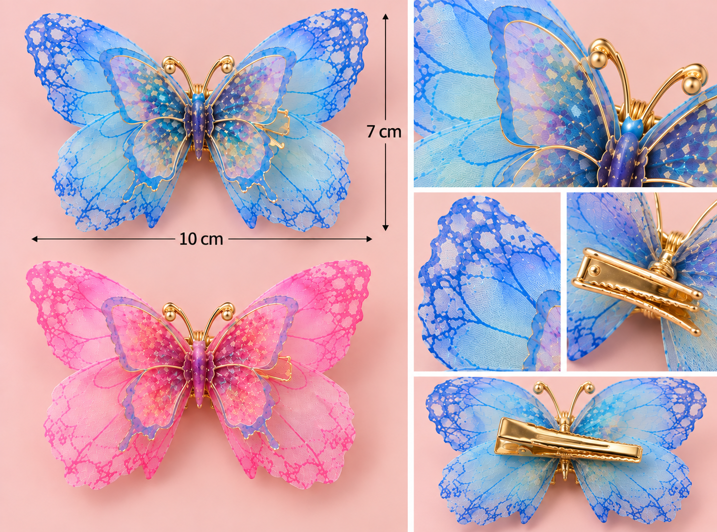 Premium Organza Butterfly Hair Clip | Translucent Floral Lace Bow Hair Accessory for Women & Girls