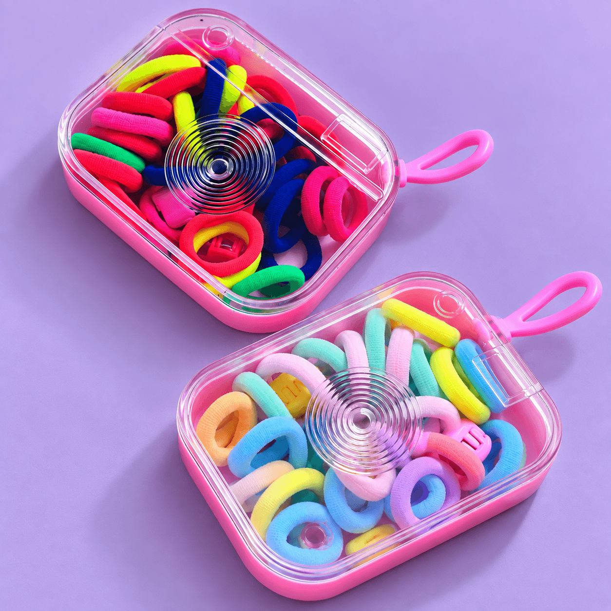 Girls Hair Accessories Organizer Box Combo of 2 | Camera Style Storage Case with Hair Ties & Mini Hair Clips