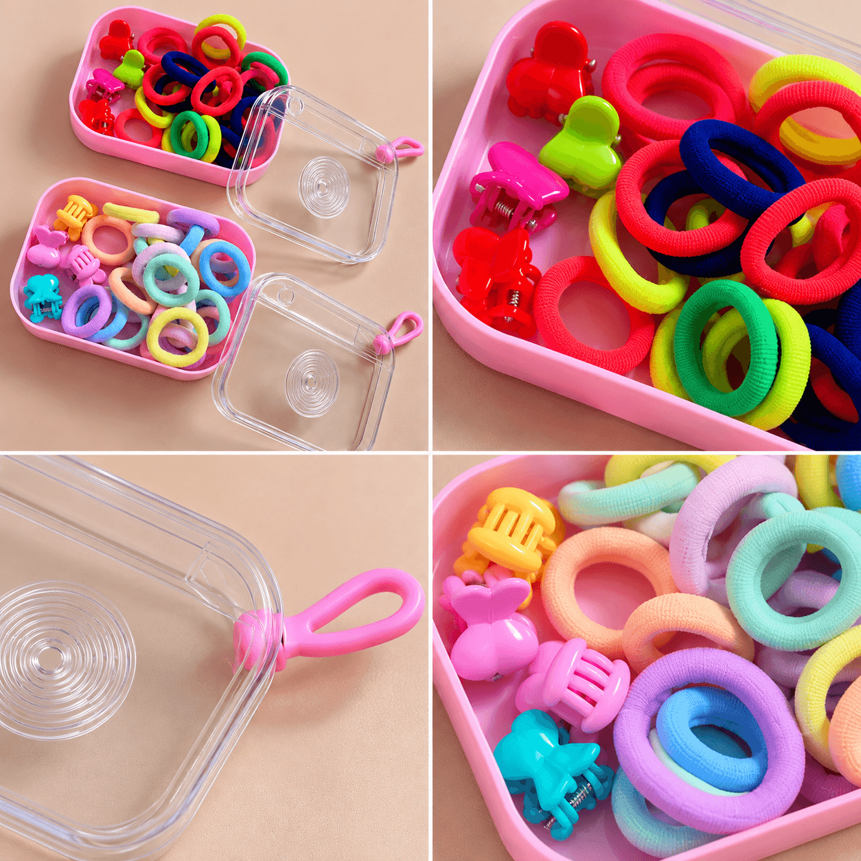 Girls Hair Accessories Organizer Box Combo of 2 | Camera Style Storage Case with Hair Ties & Mini Hair Clips — view 4